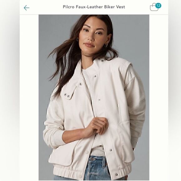 NEW Pilcro Faux-Leather Biker Vest Medium Edgy Baddie - Picture 2 of 14